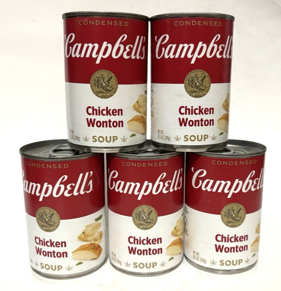 Campells Chicken Wonton Soup Lot of 5 Cans 10.5 oz Exp 5/2027