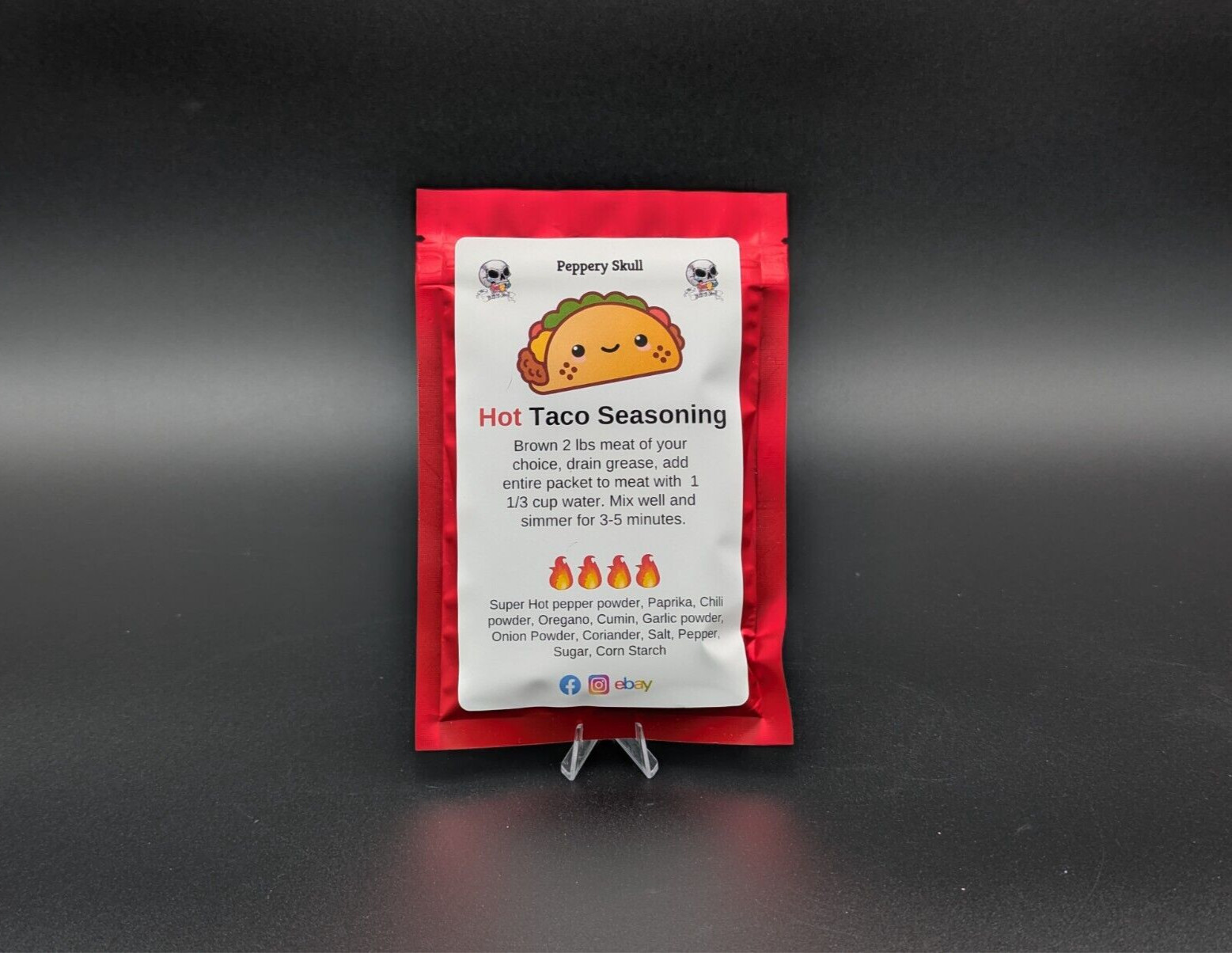 Reaper Ghost Scorpion Hot Taco Seasoning Packet Peppery Skull for 2lbs of Meat