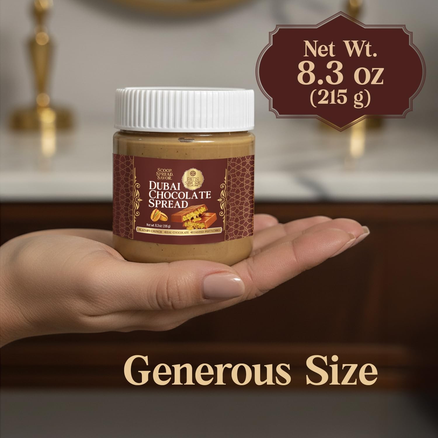 Dubai Chocolate Filling Kataifi Pistachio Cream Gourmet Spread 8.3 oz