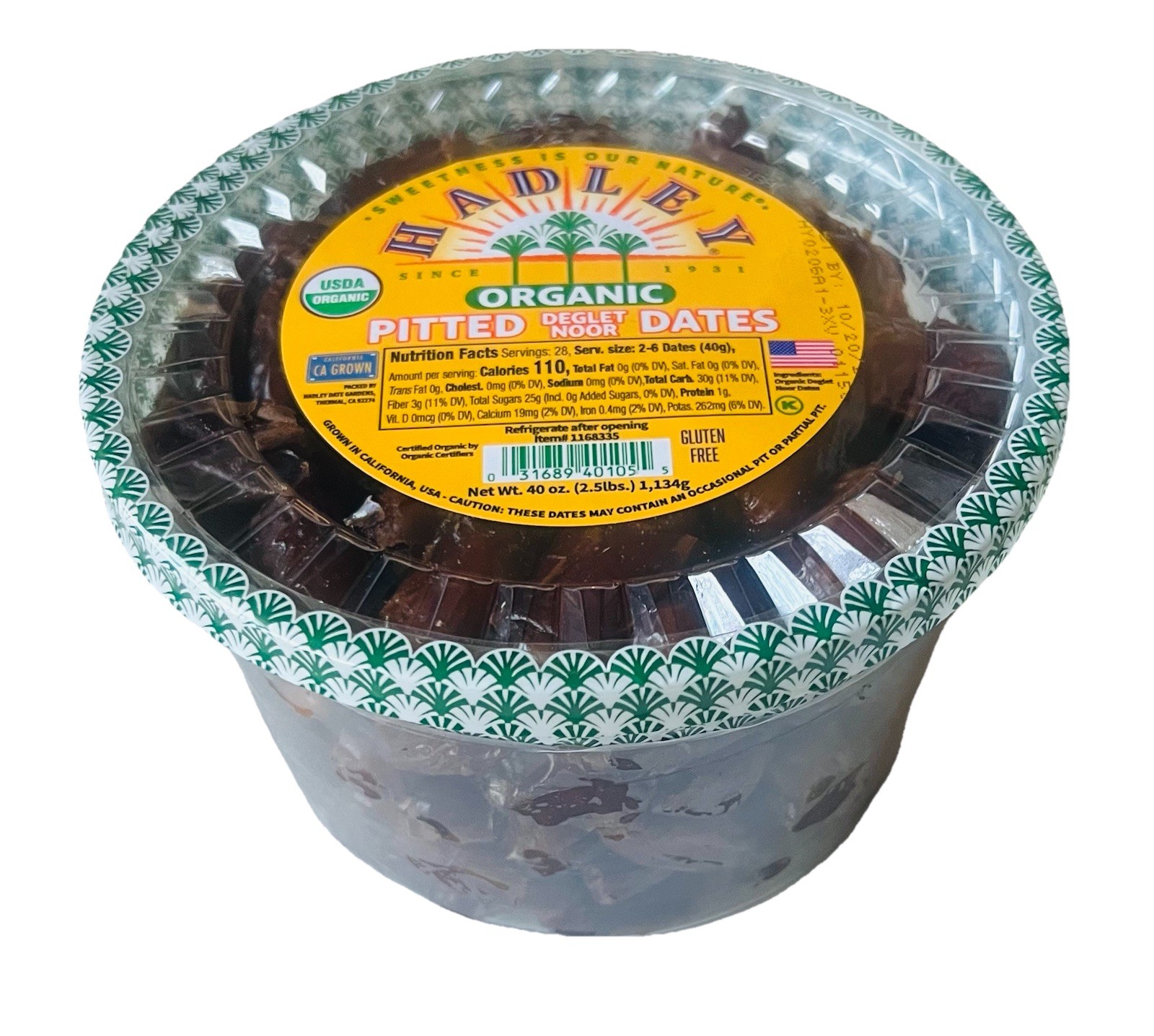 ONE Hadley Organic Deglet Noor Whole Pitted Dates 2.5lbs /40 oz