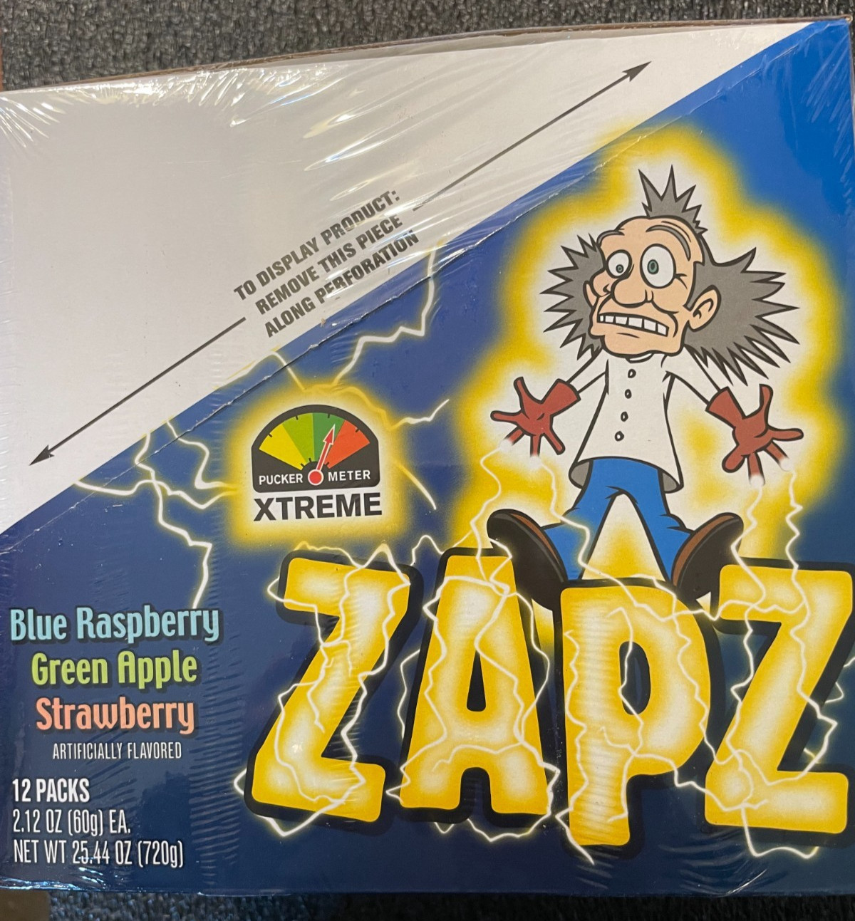 Toxic Waste Sour Assorted Candy Zapz 2.12oz 12ct Strawbery Blue Razz Green Apple