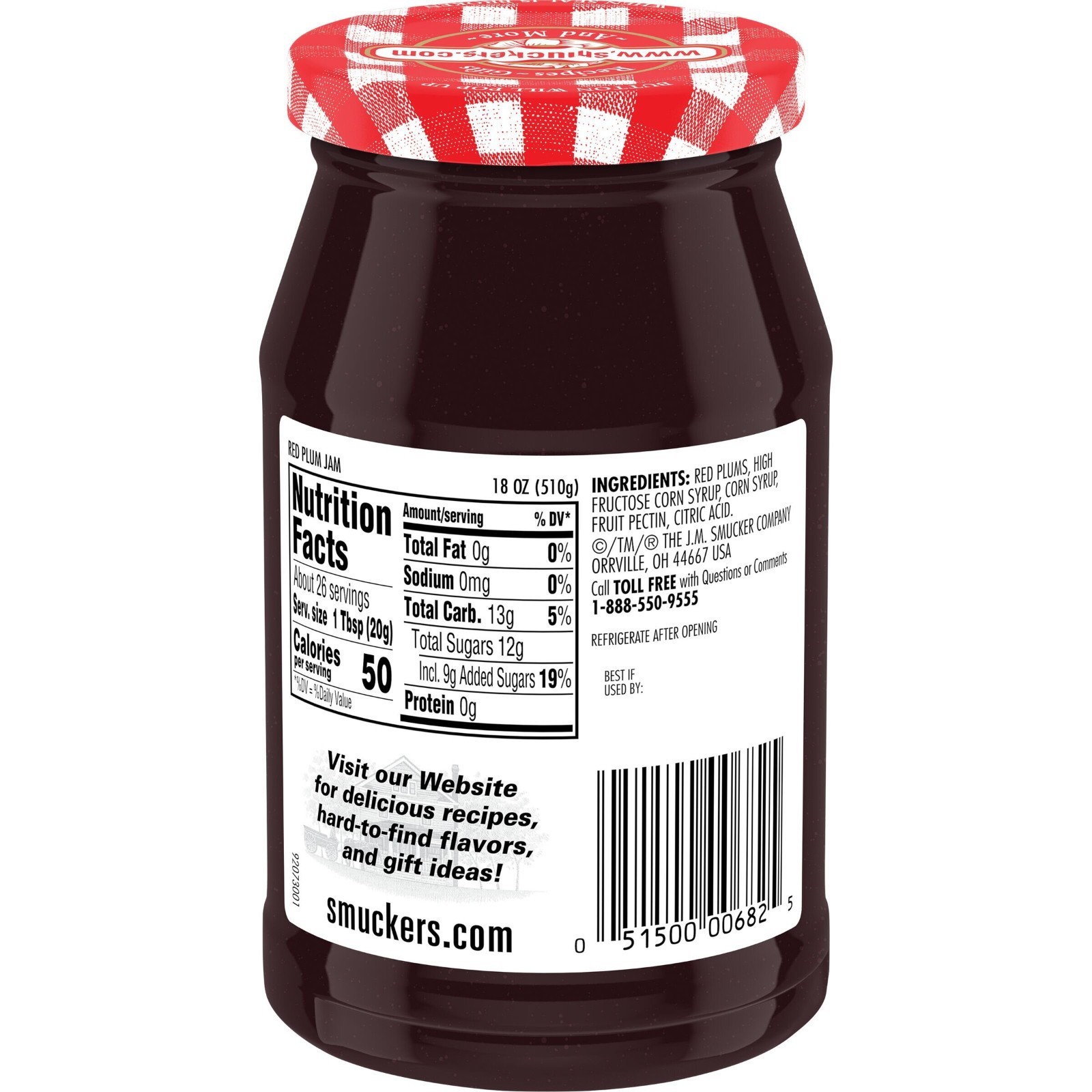 Smucker’s Red Plum Jam 18 oz Glass Jar (2-pack) Expires 02/2028 – In Stock