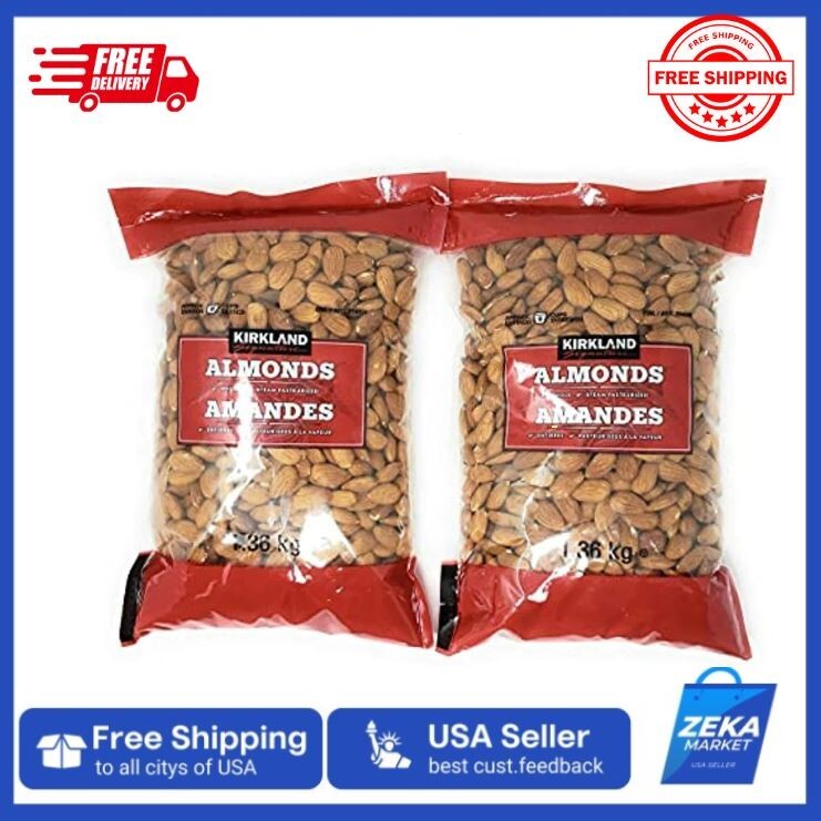 New 2-Packs Kirkland Supreme Whole Almonds – 3lbs Each Pack, Dried Almond Snacks