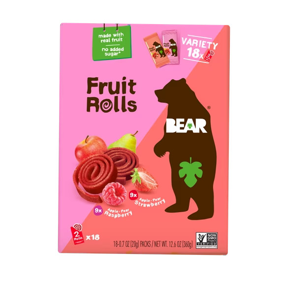 BEAR Fruit Snacks Variety pack Strawberry and Raspberry, 12.6oz, 18 count, 9 of