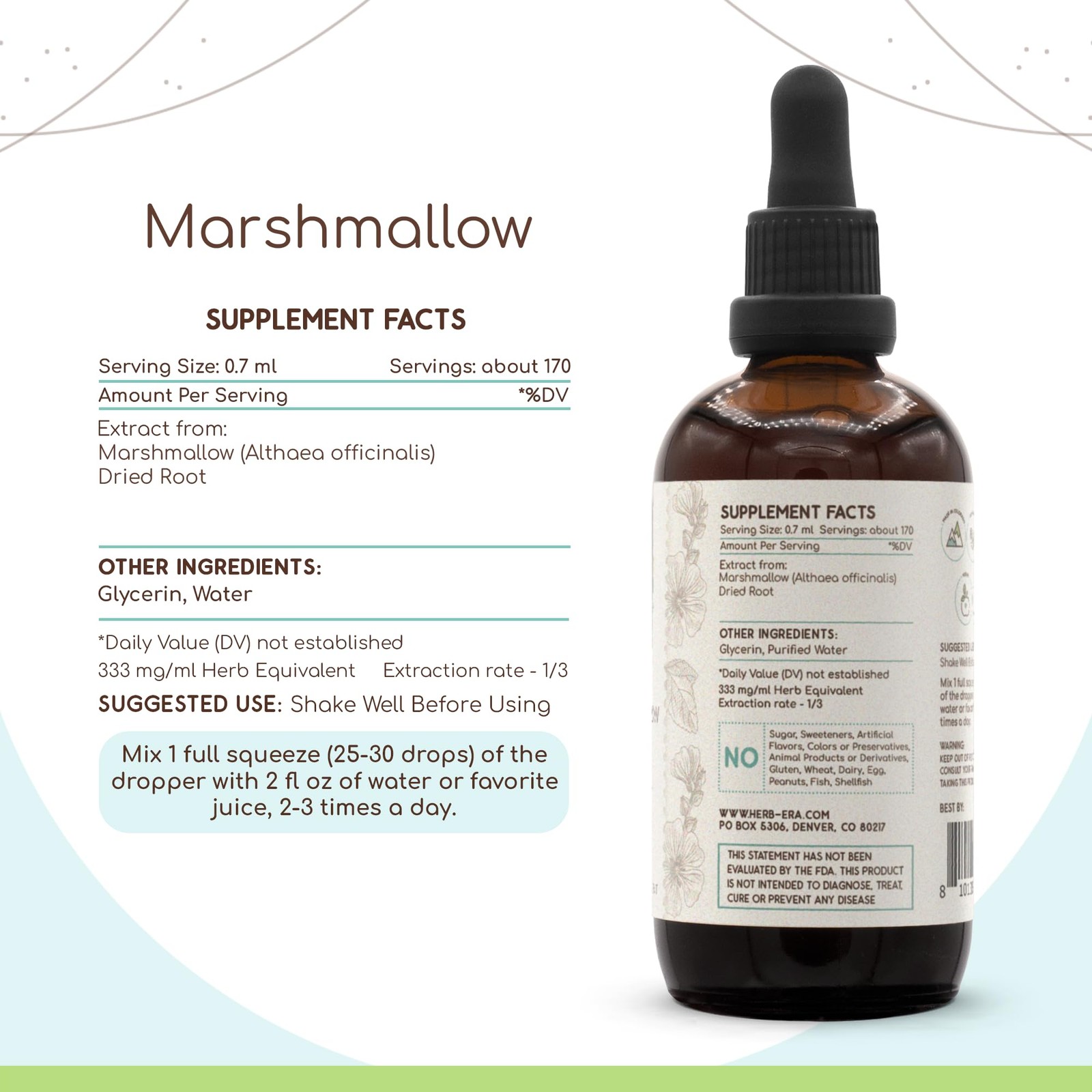Marshmallow Root B120 Alcohol-Free Herbal Extract 4 Fl Oz (Pack of 1)