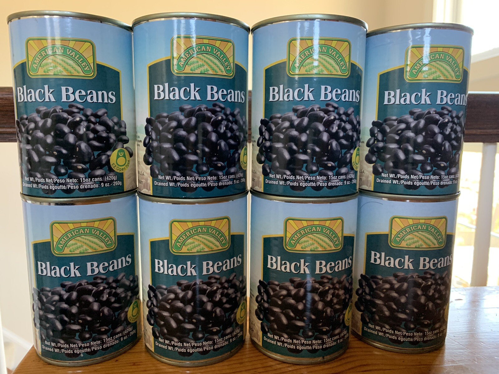 8 Cans American Valley Black Beans 15oz 420g Pop Top Cans 4 servings Calories 79