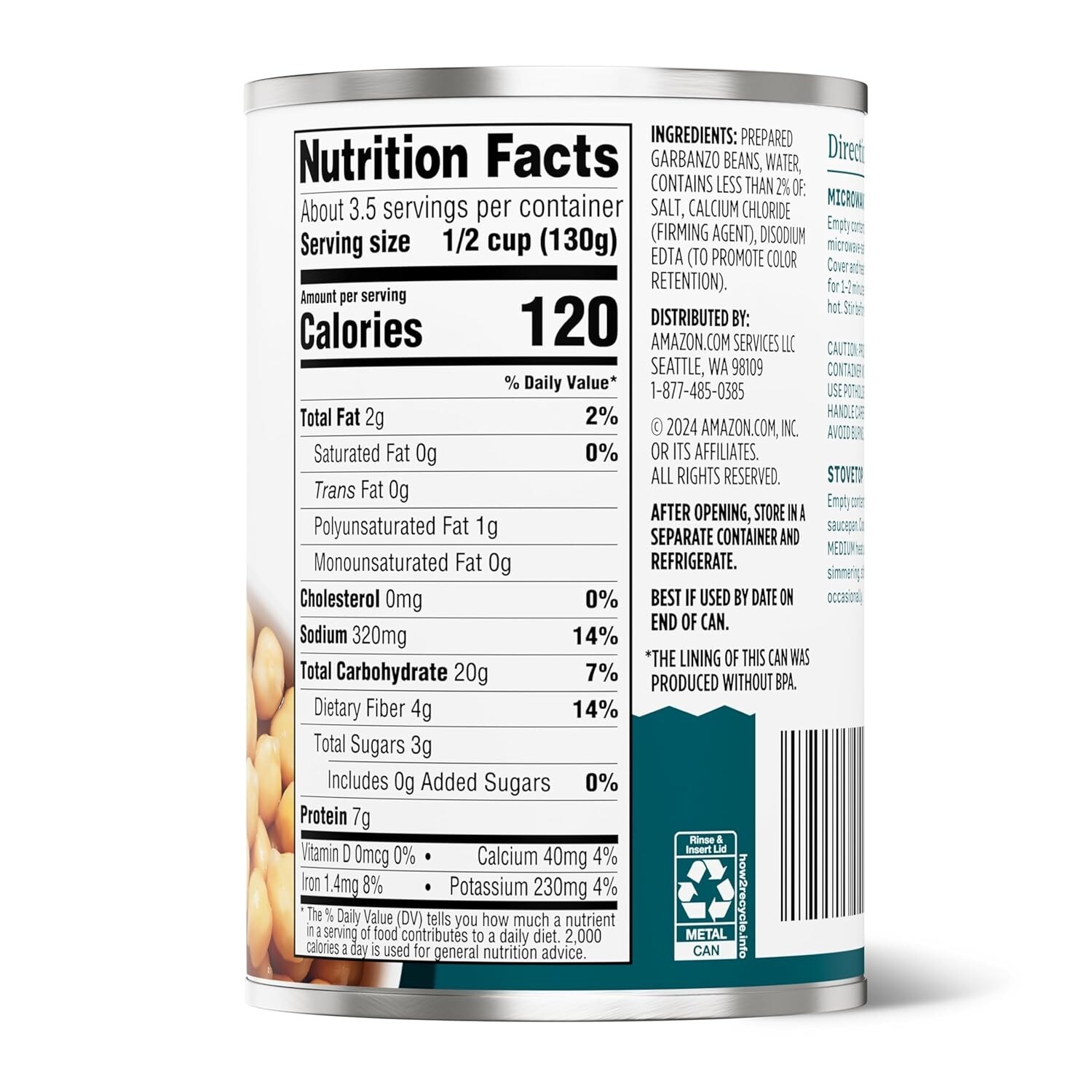 Amazon Grocery Canned Garbanzo Beans 15.5 oz (Packaging May Vary)