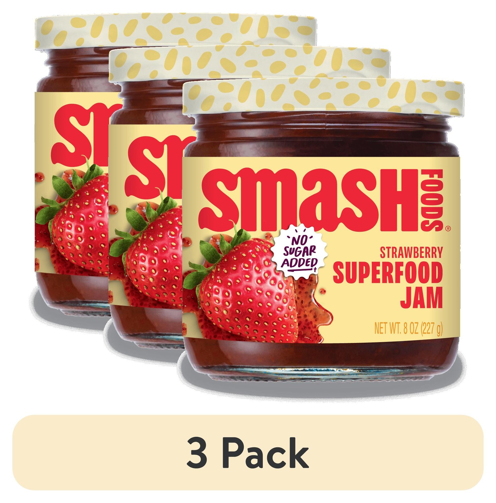 Strawberry Jam No Sugar Added Low Calorie Vegan 3 Pack