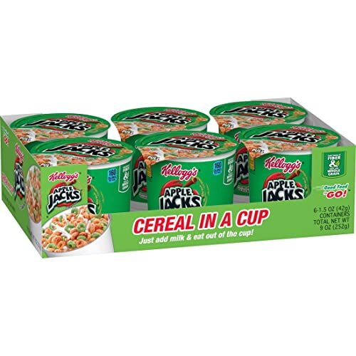 Kellogg’s Apple Jacks Cold Breakfast Cereal Cups, 8 Vitamins and Minerals, Ki…