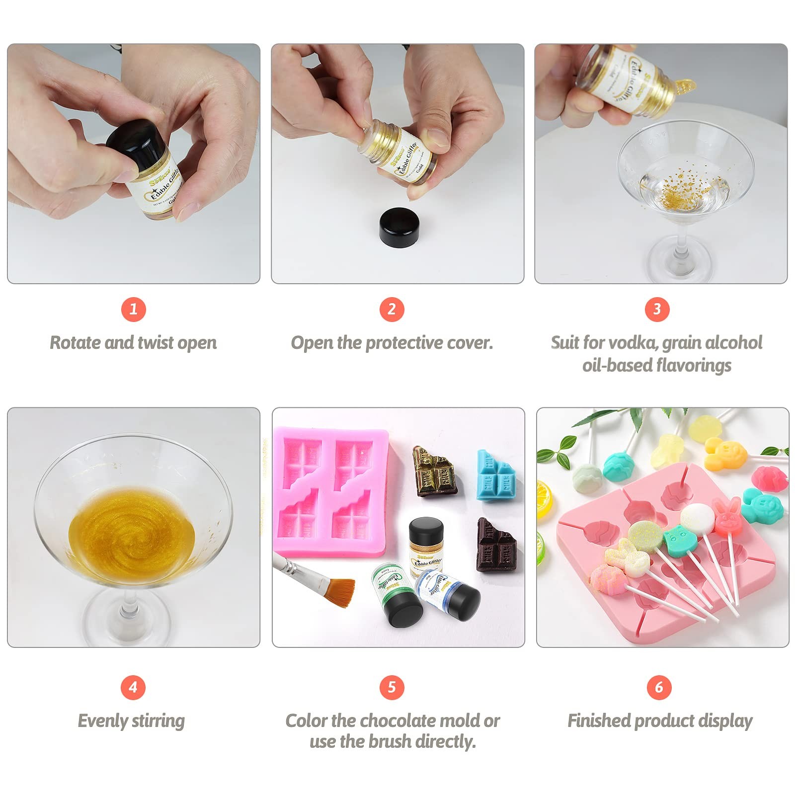 Edible Glitter for Cocktails, 12 Colors Easter Decorations Edible Glitter for