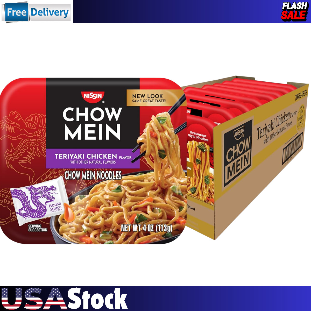 Nissin Chow Mein Teriyaki, Chicken, 4 Ounce (Pack of 8)