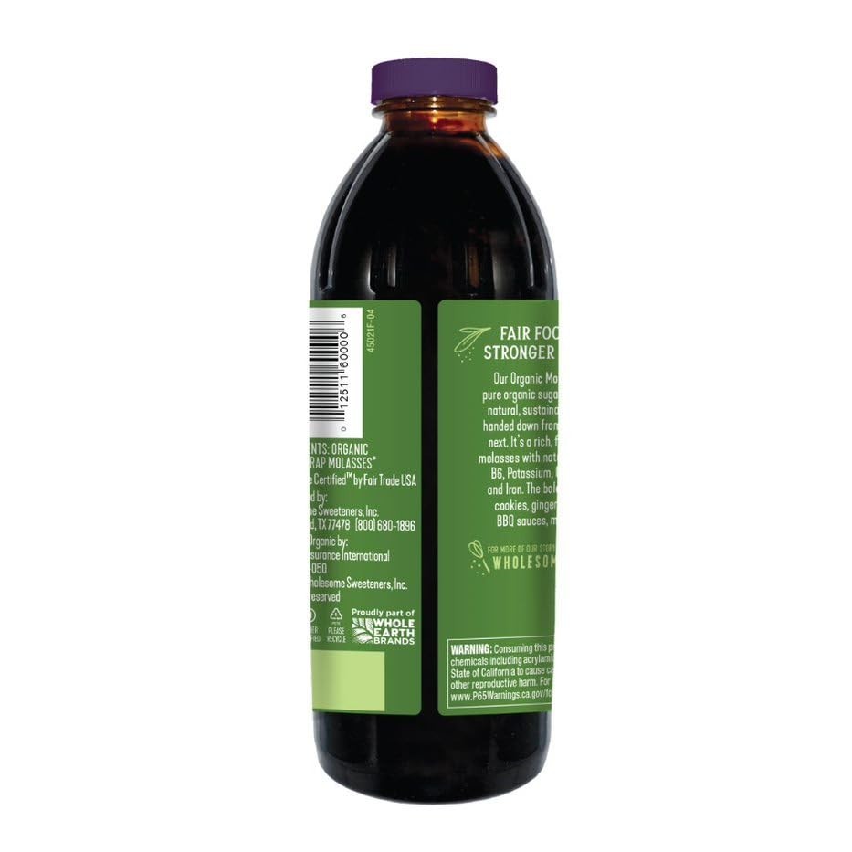 Organic Blackstrap Molasses 16oz Natural Unsulfured Sweetener Baking 1 Pack