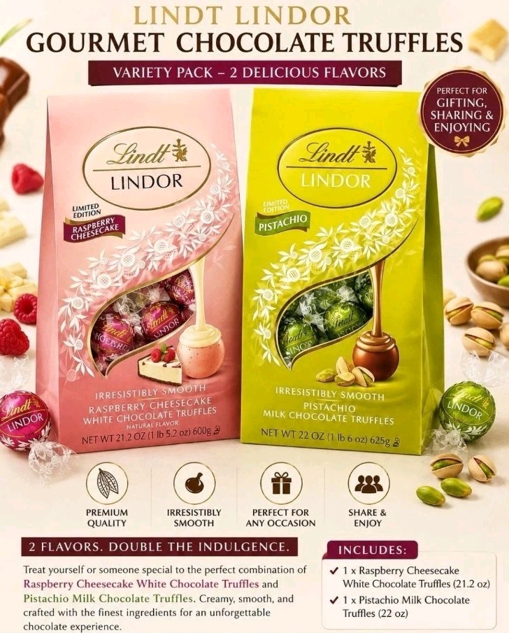 Costco Lindt LINDOR Raspberry Cheesecake & Pistachio Limited Edition 50pcs Ea