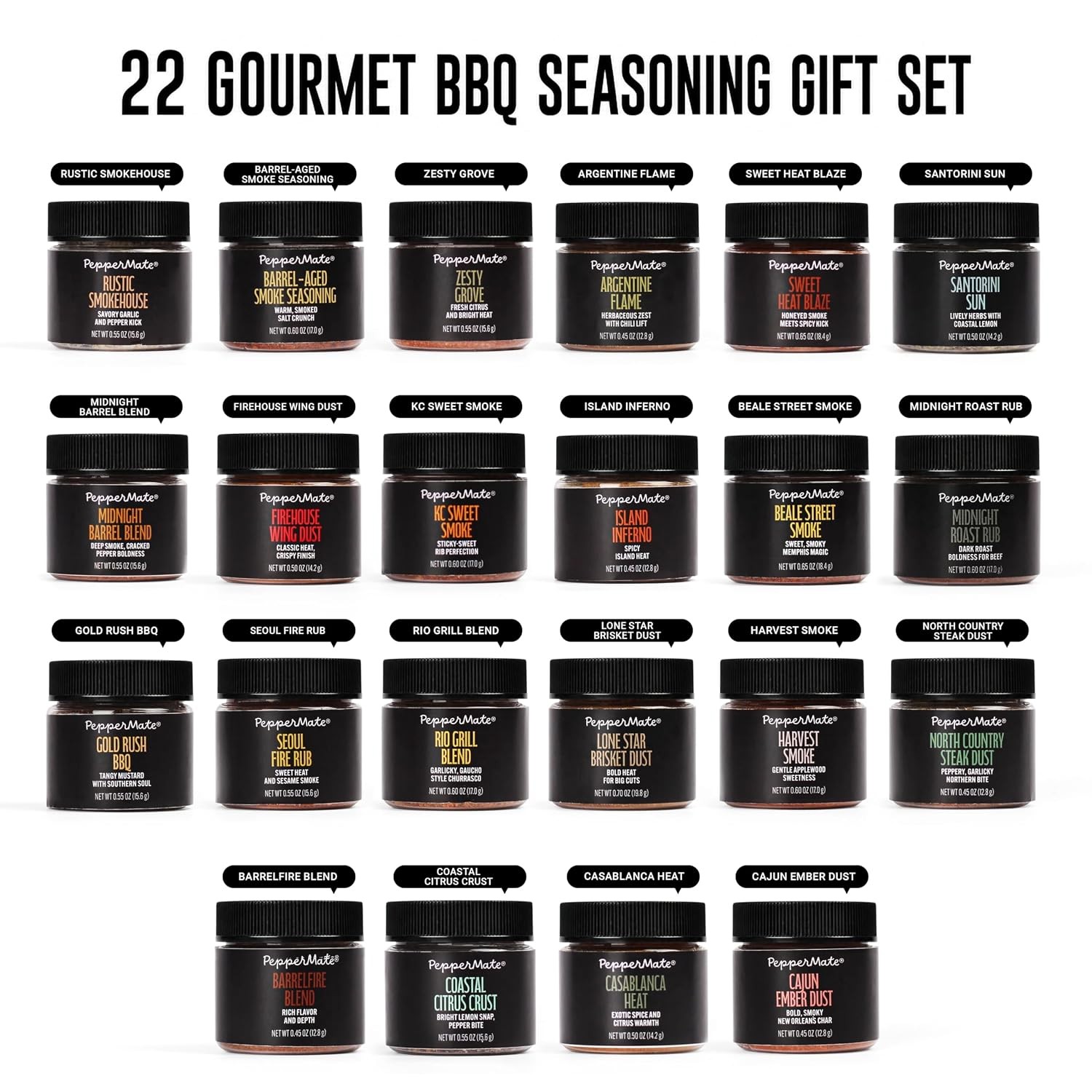 22-Spice Grilling Seasoning Gift Set Men All-Natural Non-GMO Rubs & Seasonings