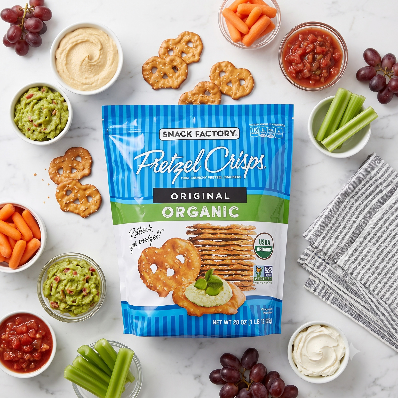 Snack Factory Organic Original Pretzel Crisps, 28 oz