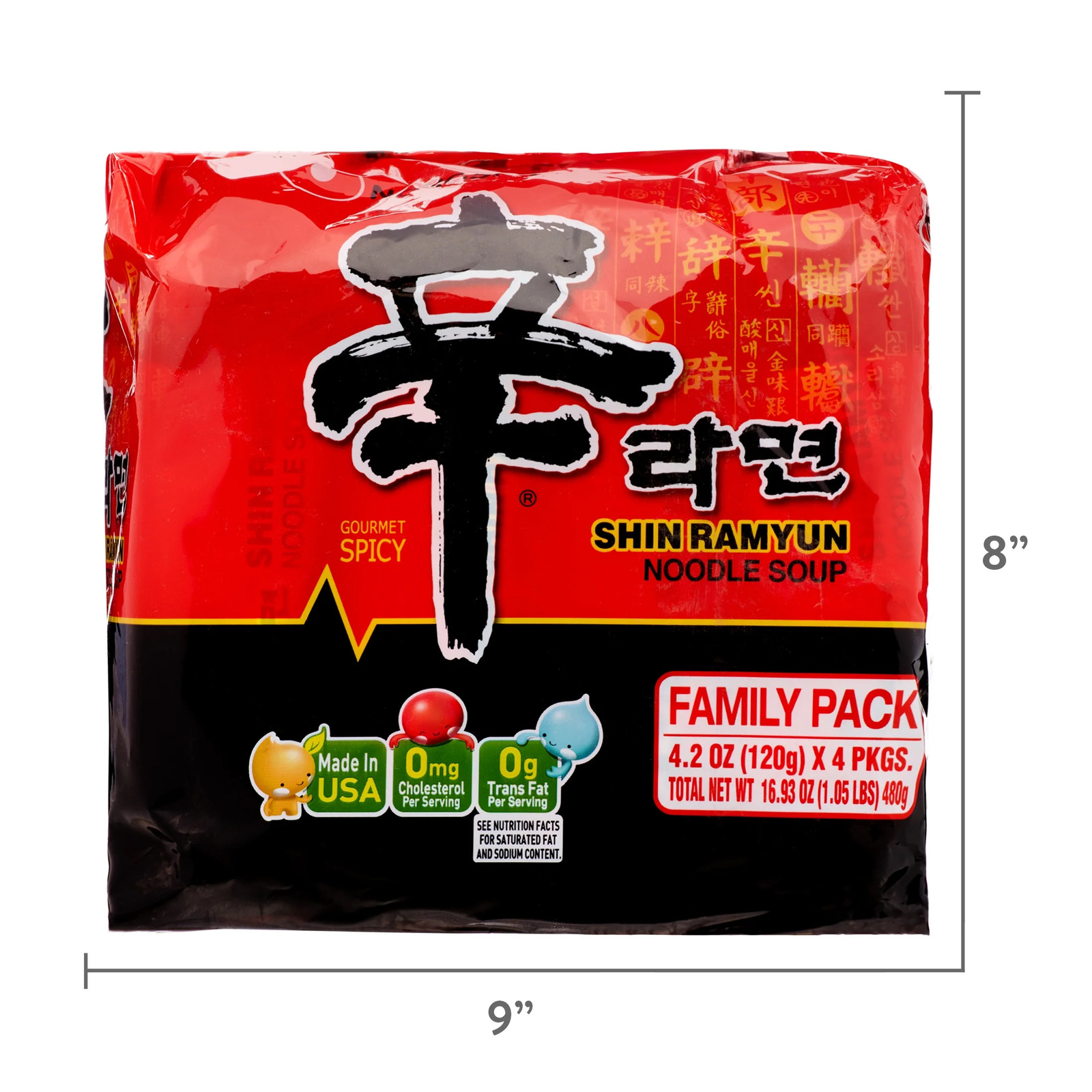 Shin Ramyun Spicy Beef Ramen Noodle 4.2 Oz Soup Pack, X 4