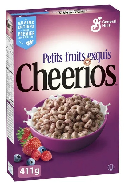Very Berry Cheerios Breakfast Cereal, Gluten Free, Whole Grains, 411g (4 Pack)