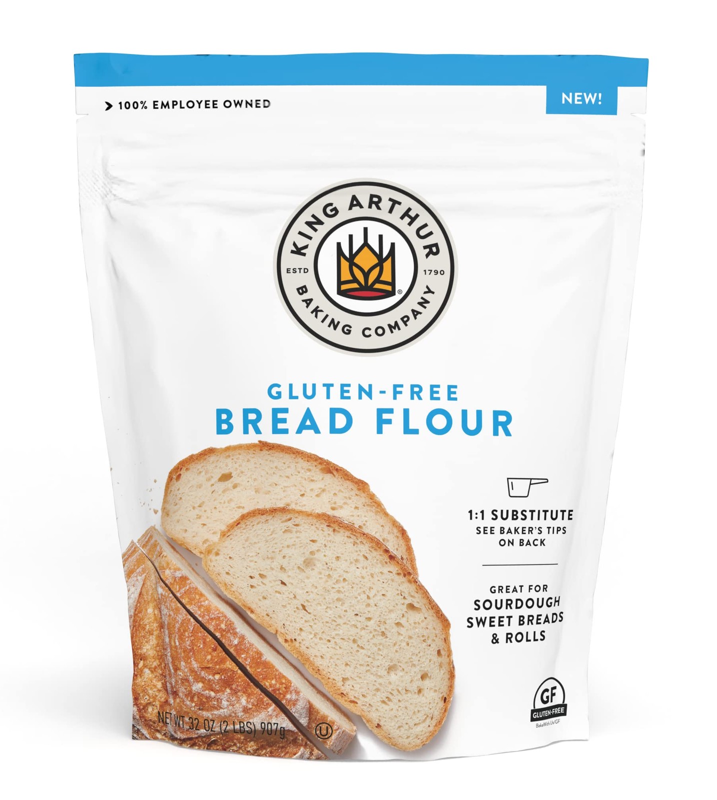King Arthur Gluten Free Bread Flour 1:1 Replacement for Yeasted Recipes 2 lbs