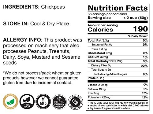 Rani Chana Besan (Chickpeas Flour, Gram) 64oz (4lbs) 1.81kg Bulk PET Jar