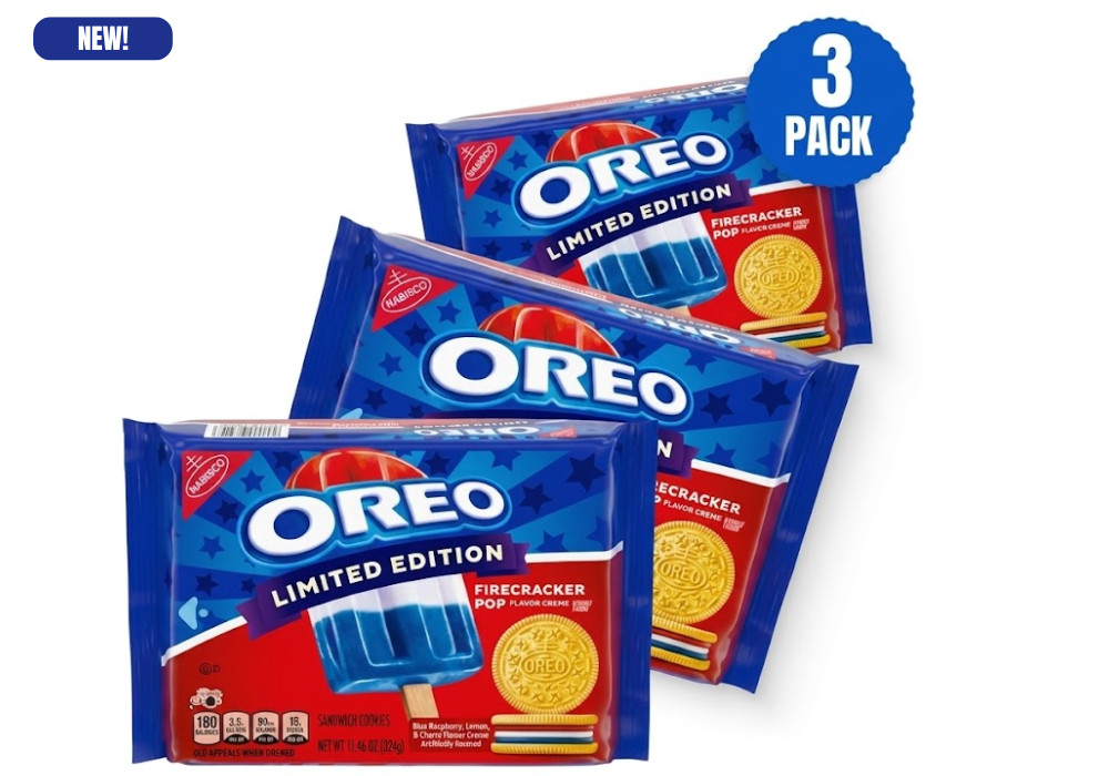 OREO Firecracker Pop Sandwich Cookies Limited Edition 11.46 oz Bags, 3 Pack