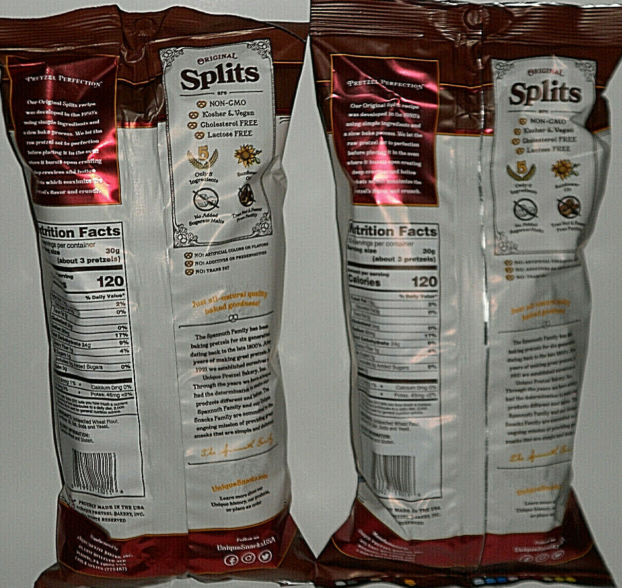 Unique Original Hard Pretzel Kosher Vegan Non GMO Cholesterol Lactose Free