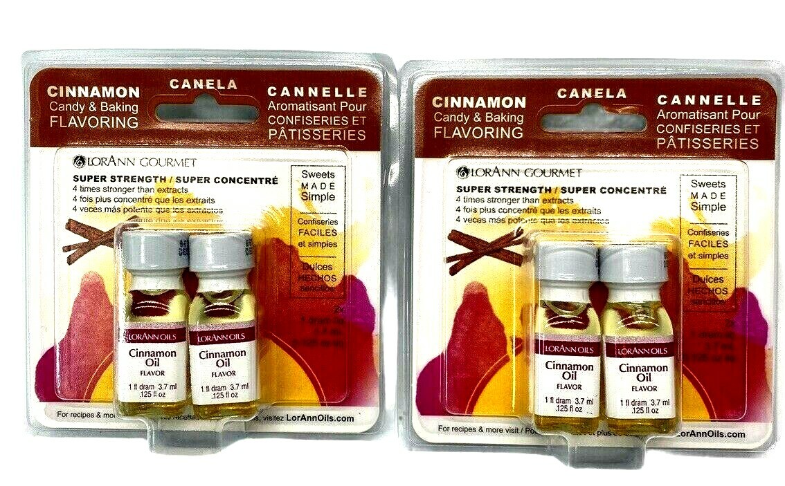 LorAnn Flavoring Oils, Cinnamon. New Lot of 2 ( 4 bottles).