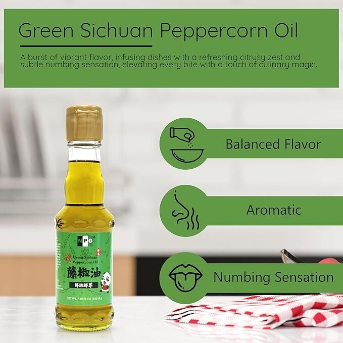 NPG Sichuan Green Peppercorn Oil 7.1 Fl Oz, Cold Pressed Szechuan Pepper Corns