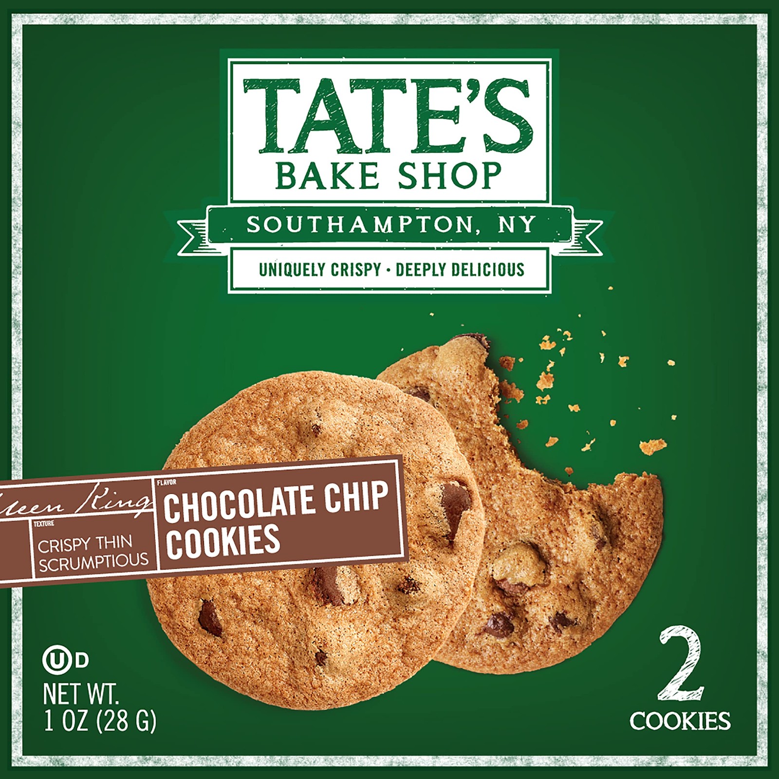 Tate’s Bake Chocolate Chip Cookies, 16 – 2 Cookie Snack Packs (2 Boxes)