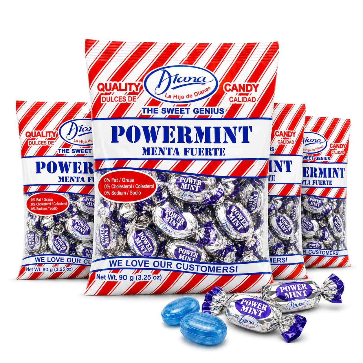 Diana Power Mint – Powerful Breath Mints Individually Wrapped – 90G Hard Candy P