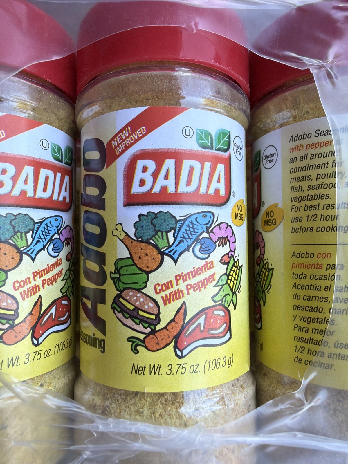 NEW-Badia Adobo W PEPPER seasoning/Meat/Chicken/Seafood/Vegetabe NO MSG 3.75oz