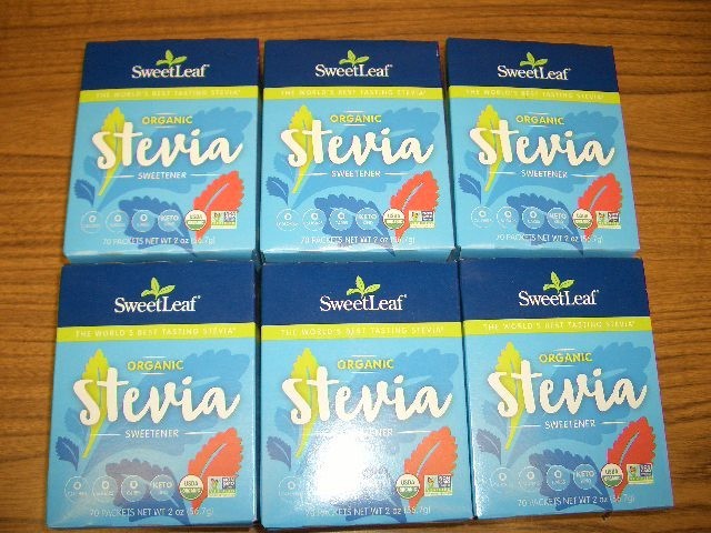 6 Boxes Sweet Leaf Organic Stevia Sweetener 70 Packets in each box Exp 4/29/2028