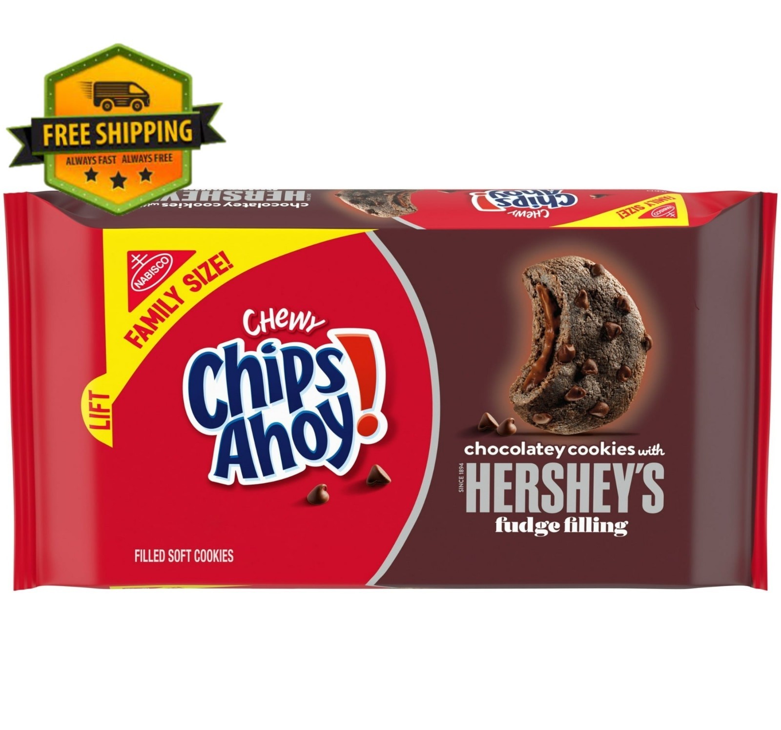 CHIPS AHOY! Soft Chocolate Chip Cookies Hershey’s Fudge Filled 14.85 oz