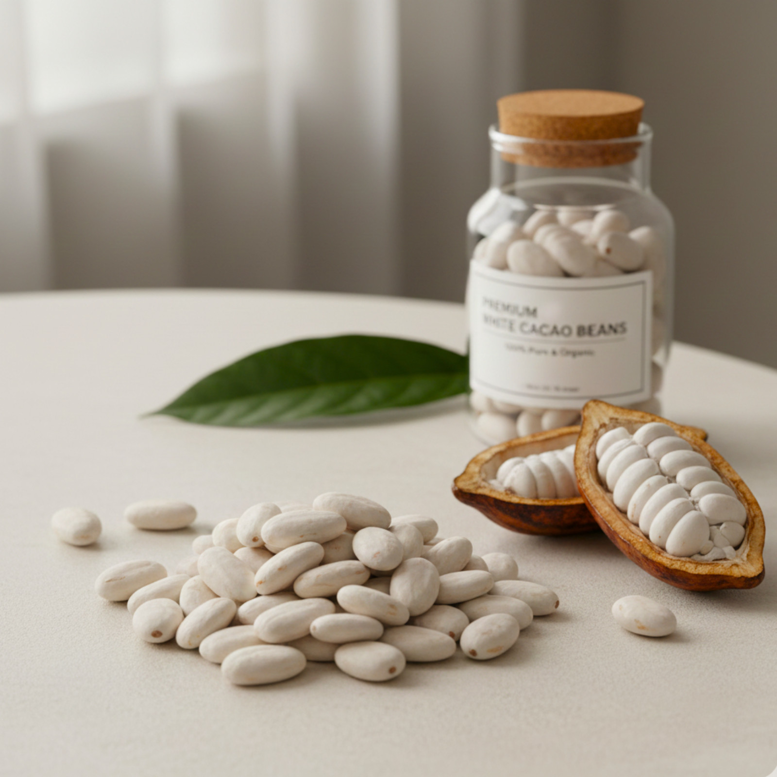 Organic White Cocoa Beans | Raw Whole Cacao | Superfood for Chocolate & Tea