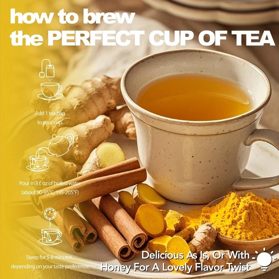 Natural Herbs Turmeric Ginger Cinnamon Tea Sugar Free Caffeine Free No Additives