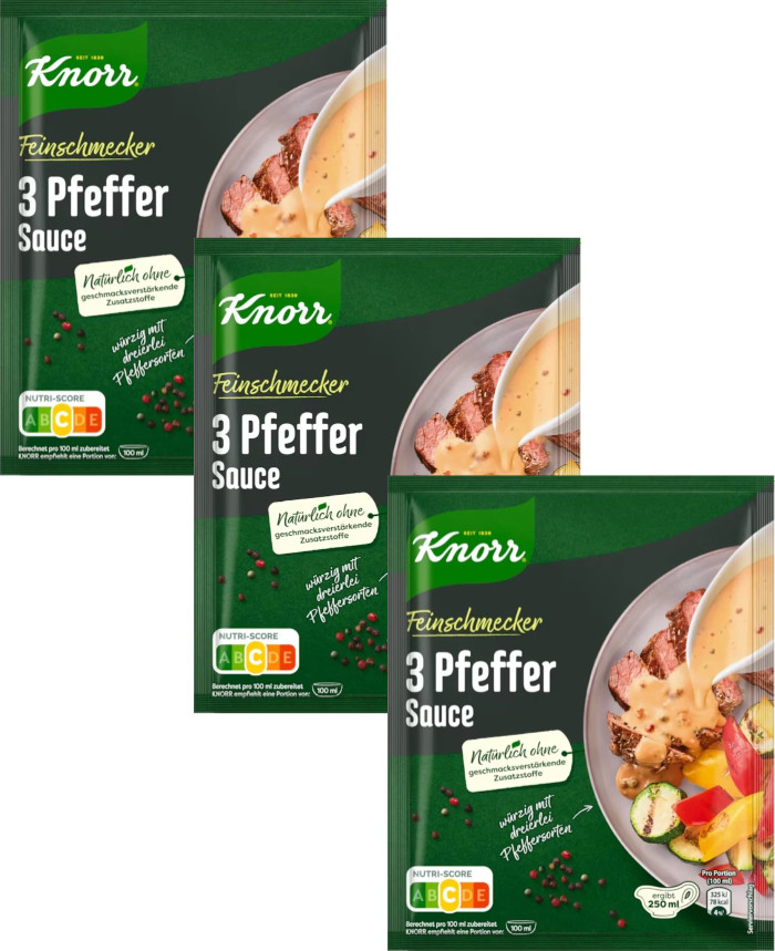 KNORR Fix: 3 Pfeffer 3 Pepper instant Sauce -3 ct. Made in Germany FREE SHIPPING
