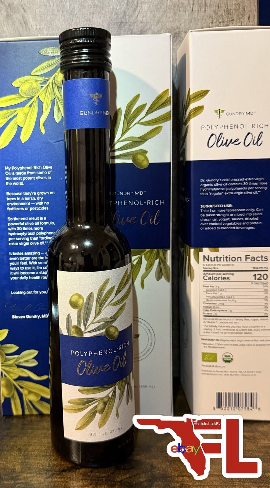 QTY:3 Gundry MD Polyphenol Rich Olive Oil 8.45 oz Extra Virgin Cold Pressed