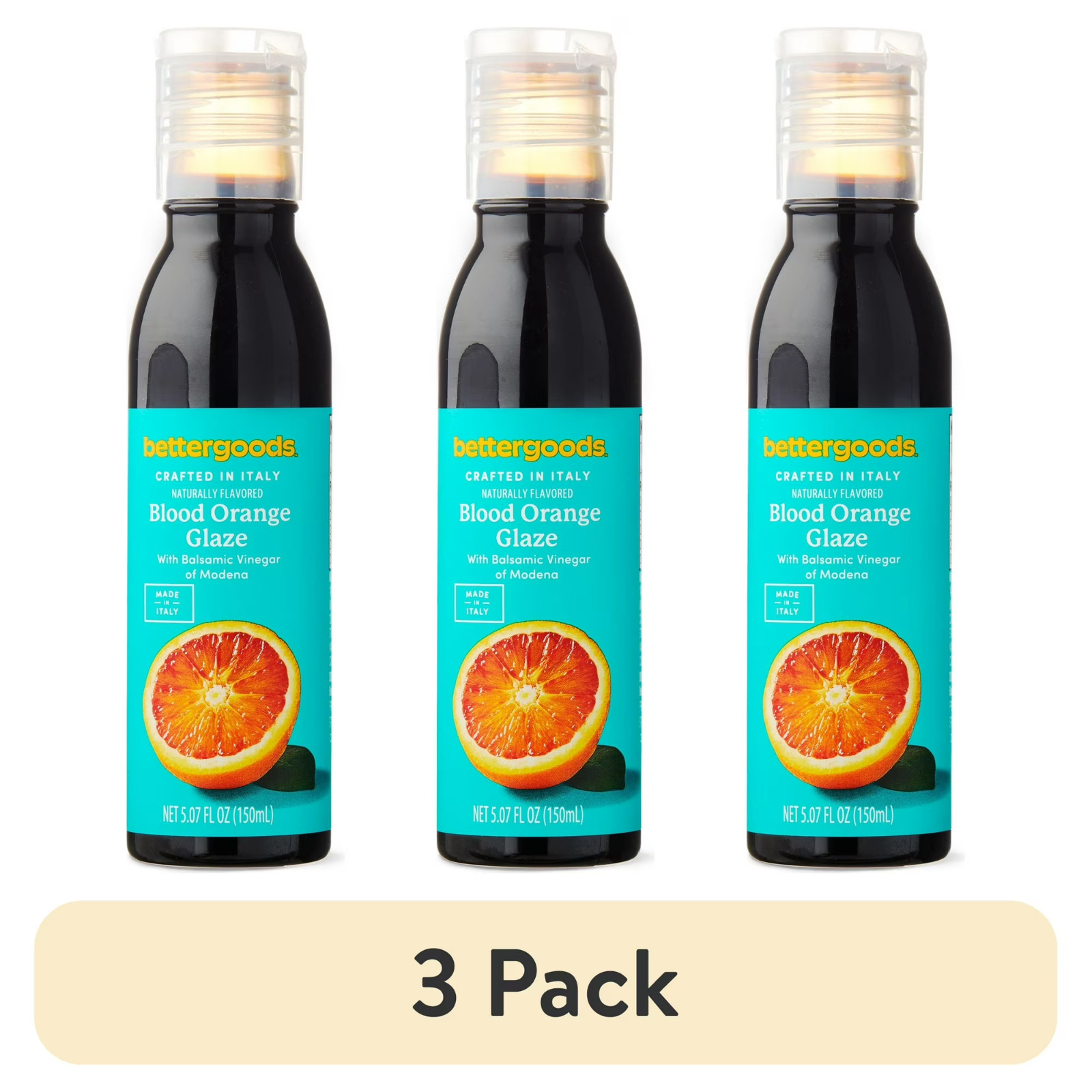 (3 pack) bettergoods Blood Orange Glaze with Balsamic Vinegar of Modena, 5.07 fl