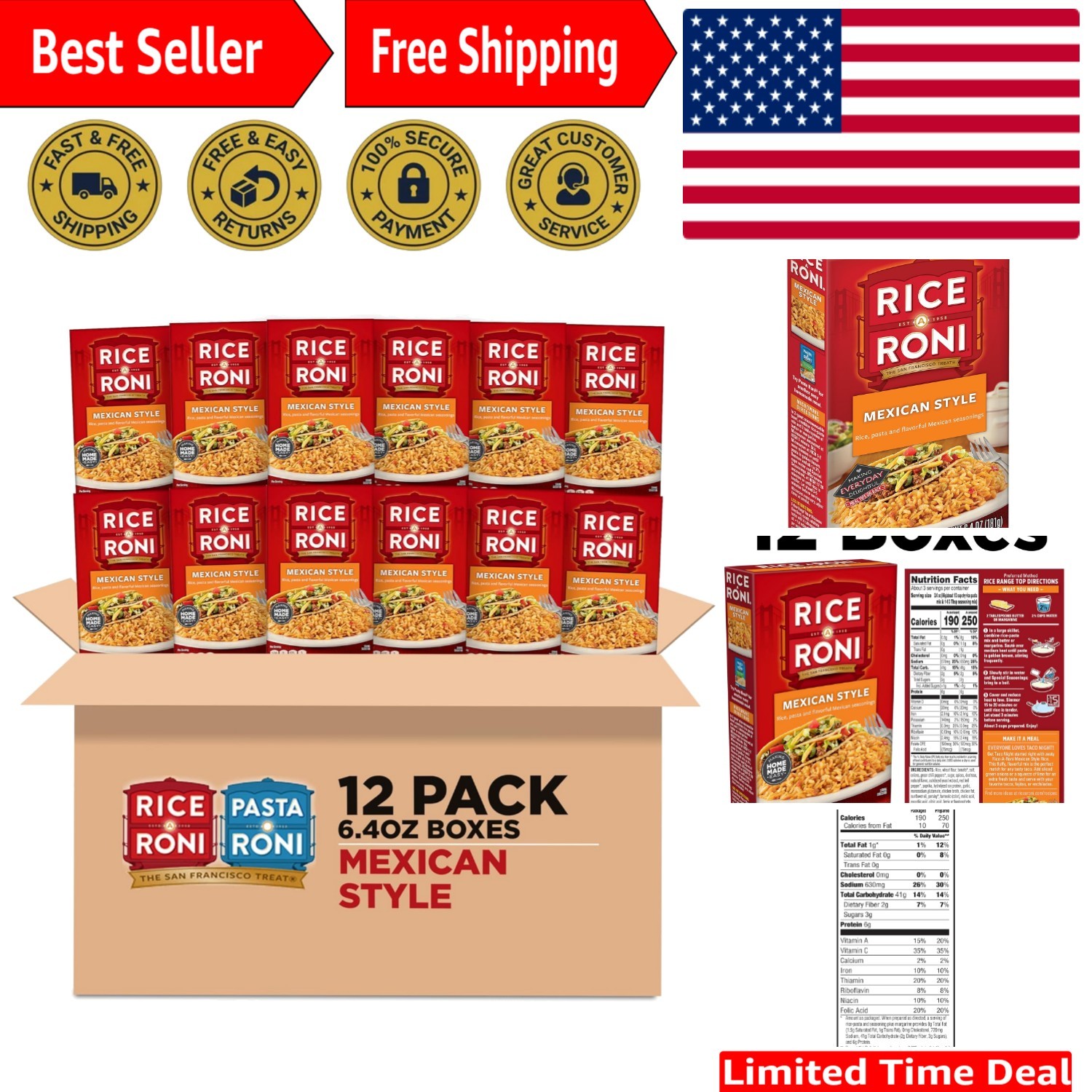 Quick Cook Mexican Rice & Pasta (6.4 Oz, Pack of 12) – Family-Approved Flavor