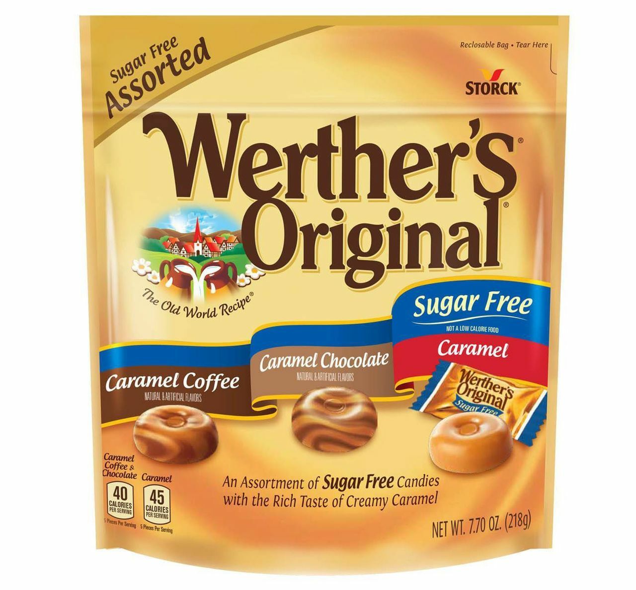 Werther’s Original Sugar Free Assorted Caramel Hard Candies, 7.7oz Bag