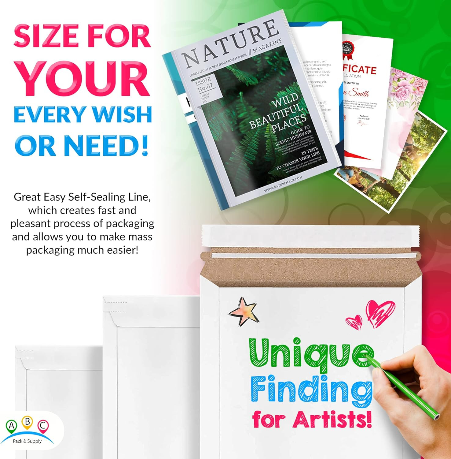White Rigid Mailers, 6 X 6 Inches. Pack of 25 Photo Mailer Envelopes. Flat Cardb