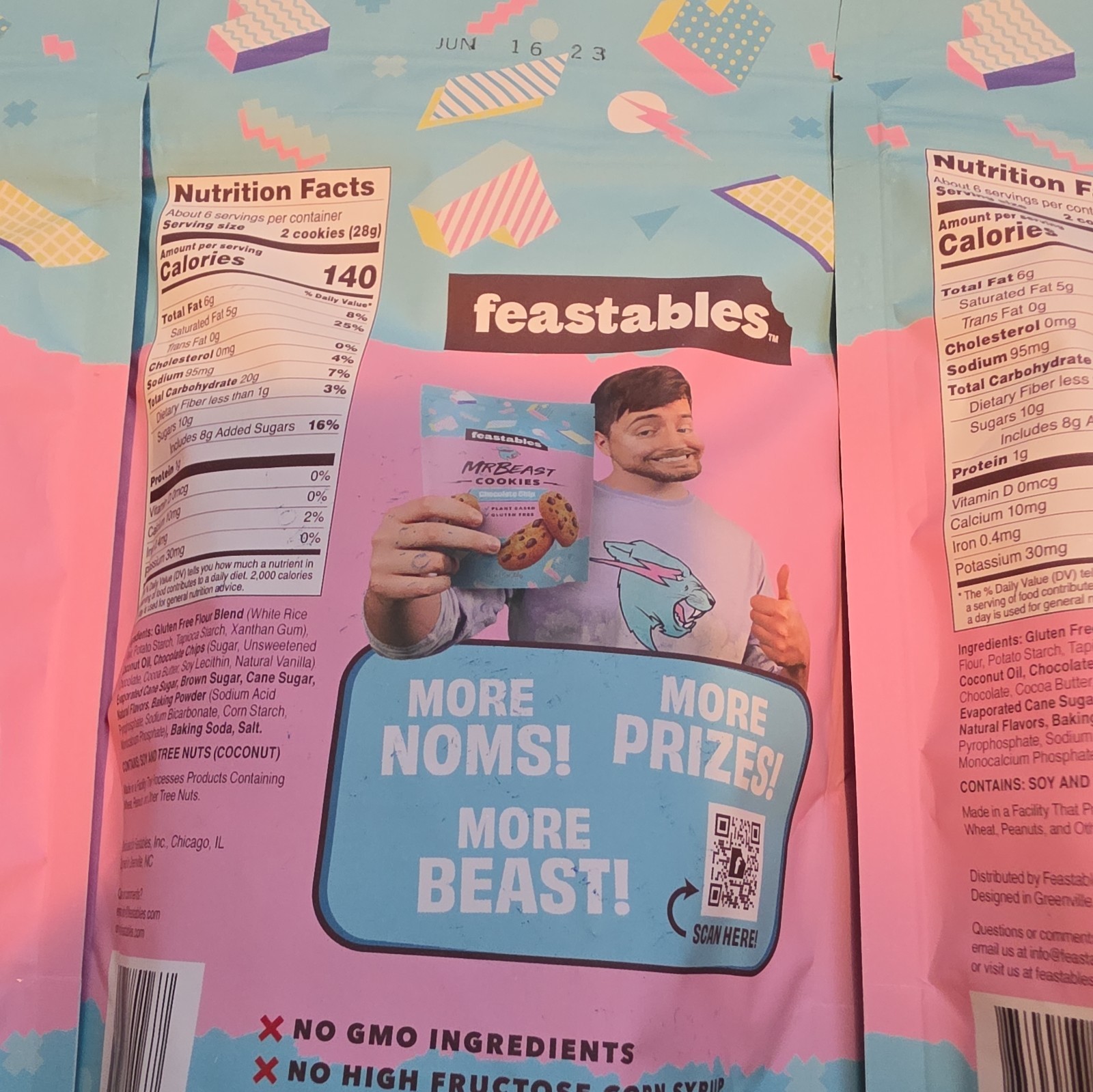 3 Pack RARE Mr Beast Feastables CHOCOLATE CHIP Cookie *Discontinued Collectable*