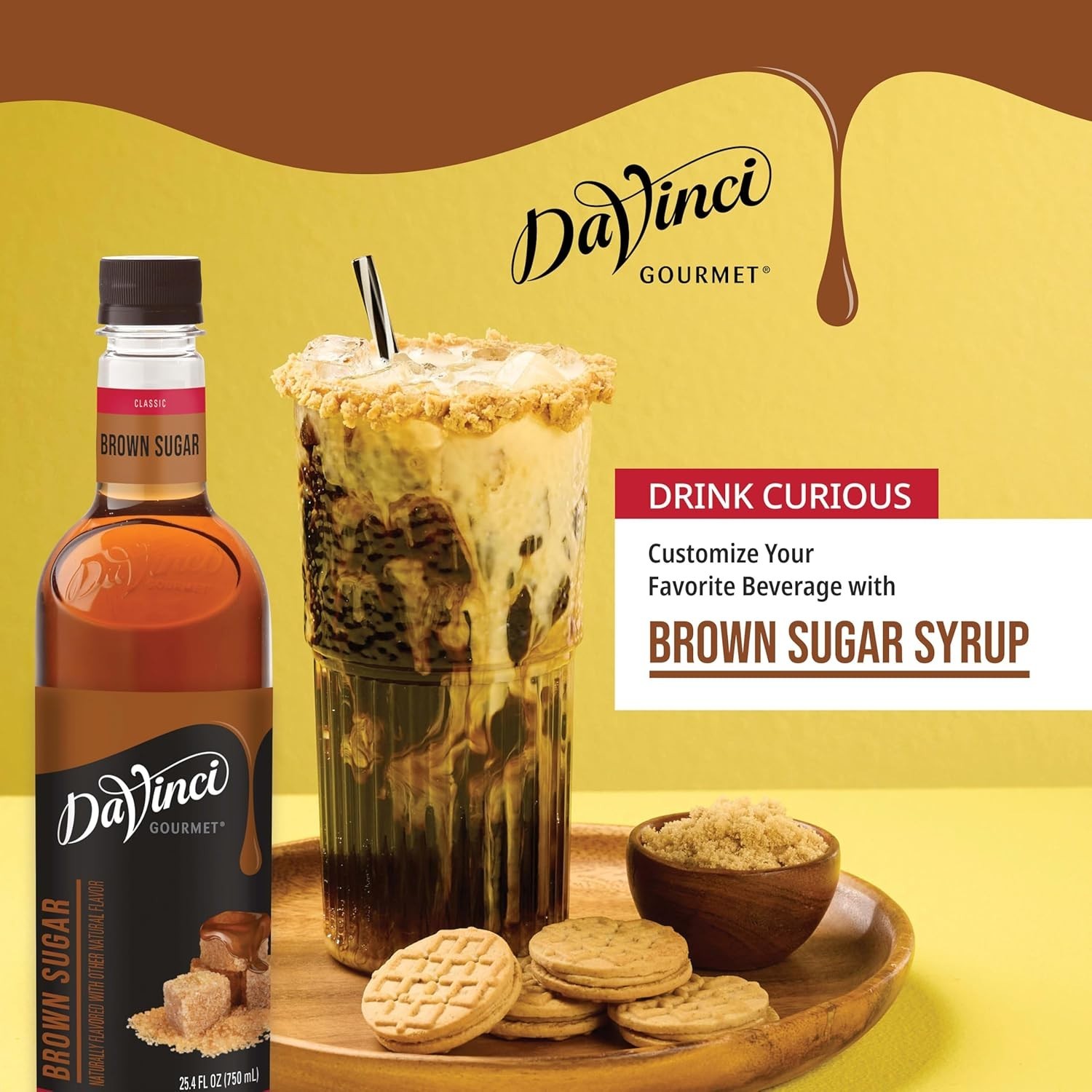 Brown Sugar Syrup 25.4 Fl Oz Natural Flavor Perfect for Coffee Cocktails