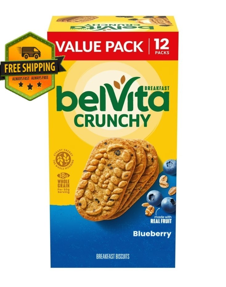 belVita Blueberry Breakfast Bars – 12 Packs, (4 Biscuits Per Pack)