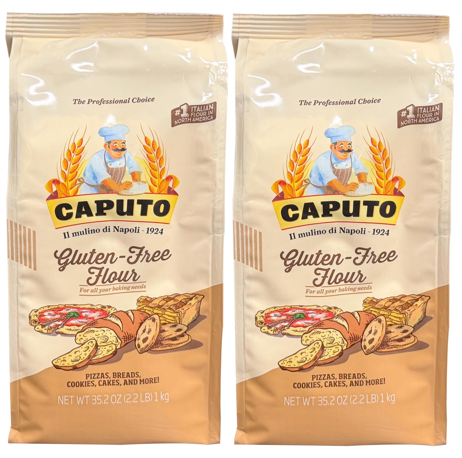 Antico Molino Napoli Antimo Caputo Pizza Flour, 35.2 Ounce (Pack of 2), Brown