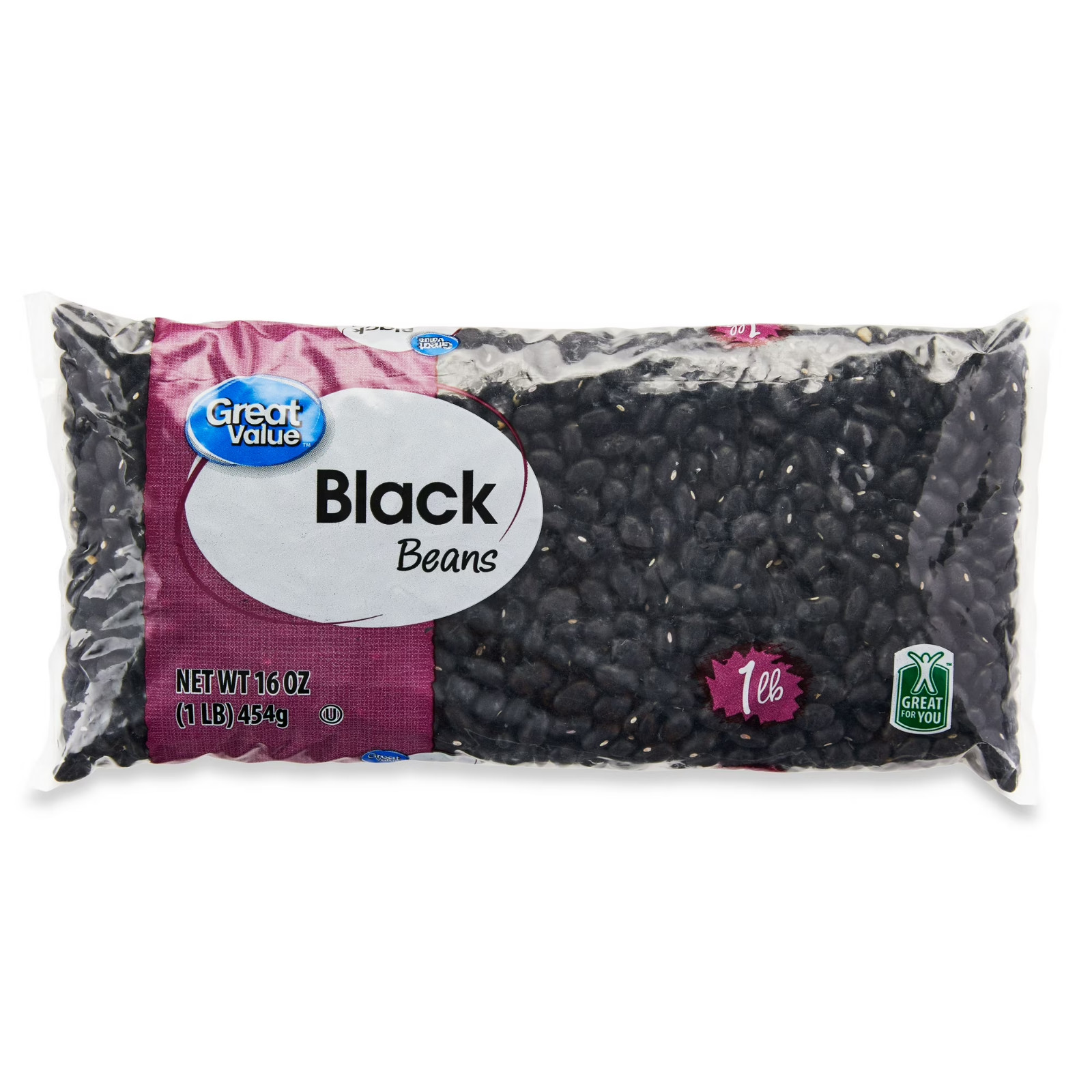 (8 pack) Great Value Black Beans, 1 lb