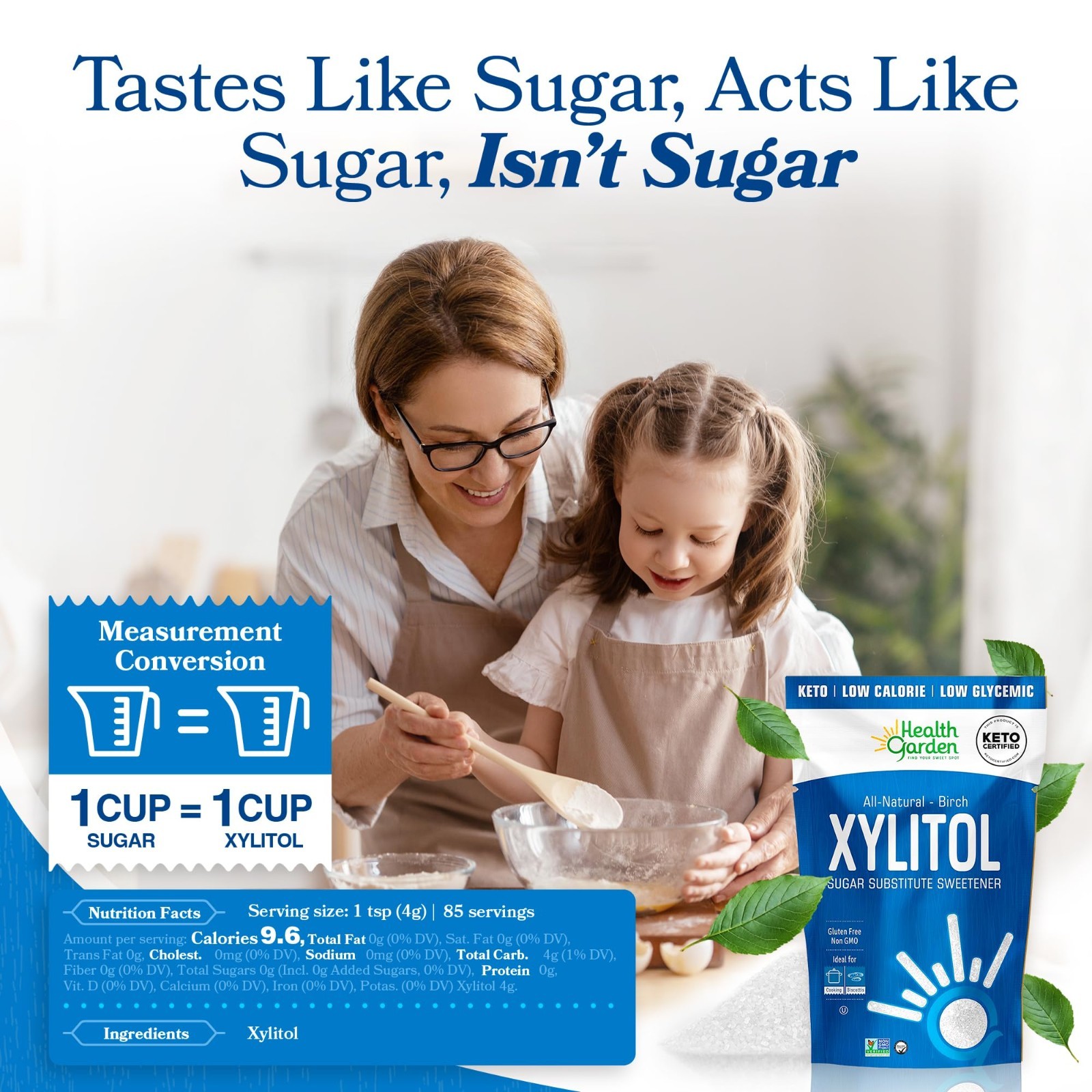 100% Birch Xylitol Sweetener 15oz – Keto-Friendly Sugar Substitute for Baking &