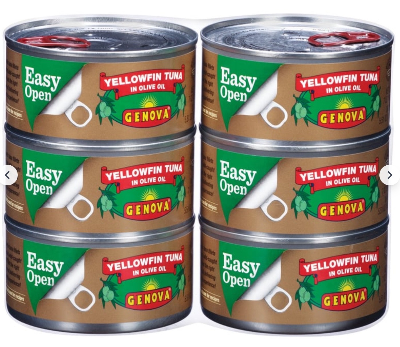 Genova Yellowfin Tuna in Pure Olive Oil, Pack of 6; 7OZ; FREE SHIPPING