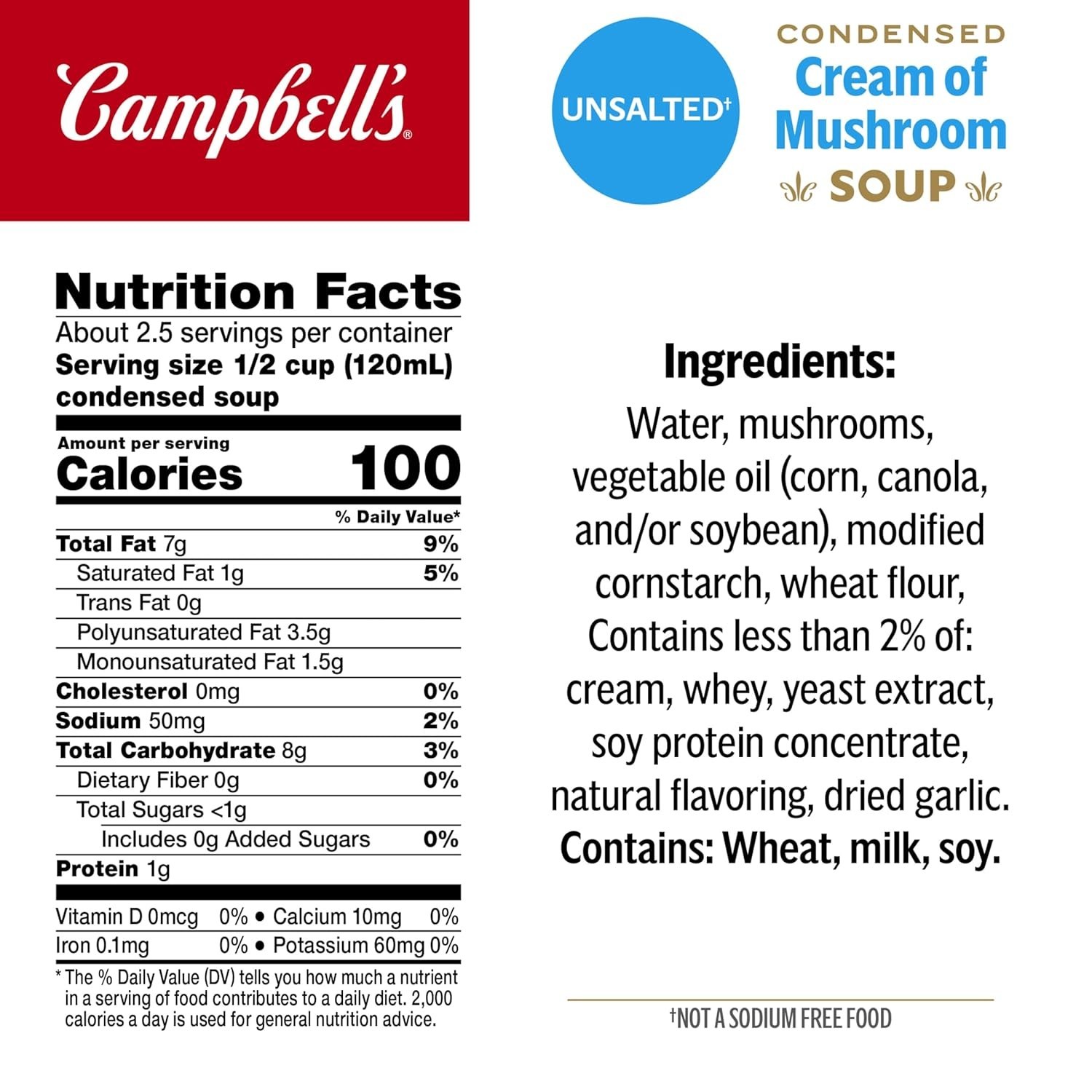 10.5 oz Campbell’s Unsalted Cream of Mushroom Soup – Low Sodium Delight