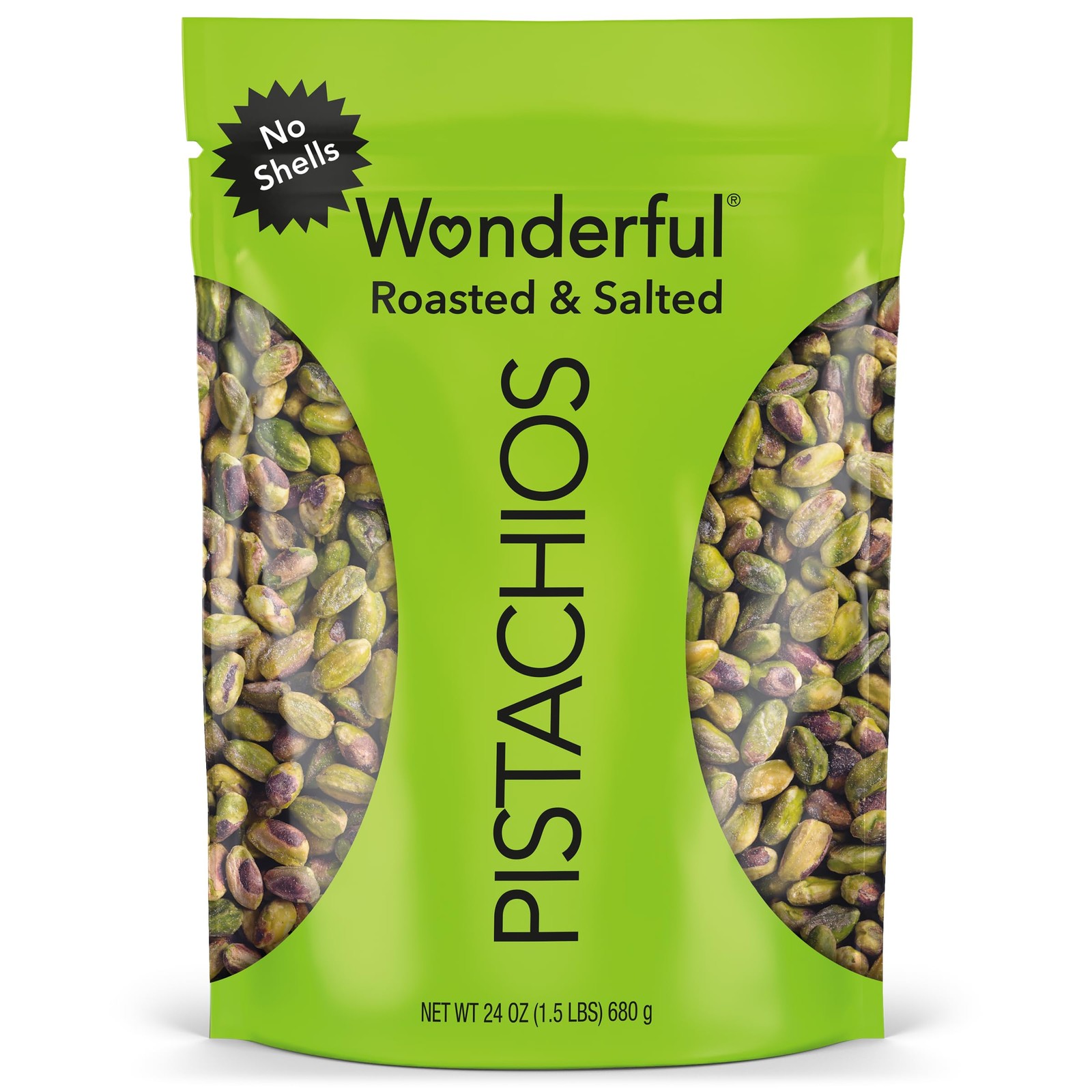 Wonderful Pistachios No Shells, Roasted & Salted Nuts, 24 Ounce (Pack of 1)