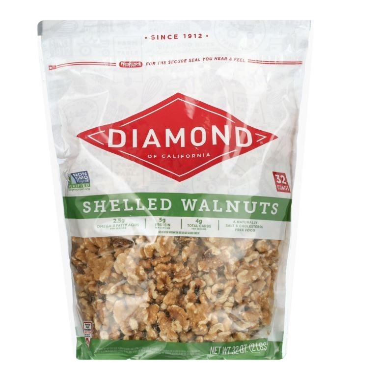 Diamond Of California Shelled Walnuts, 5g Protein, 32 oz Bag